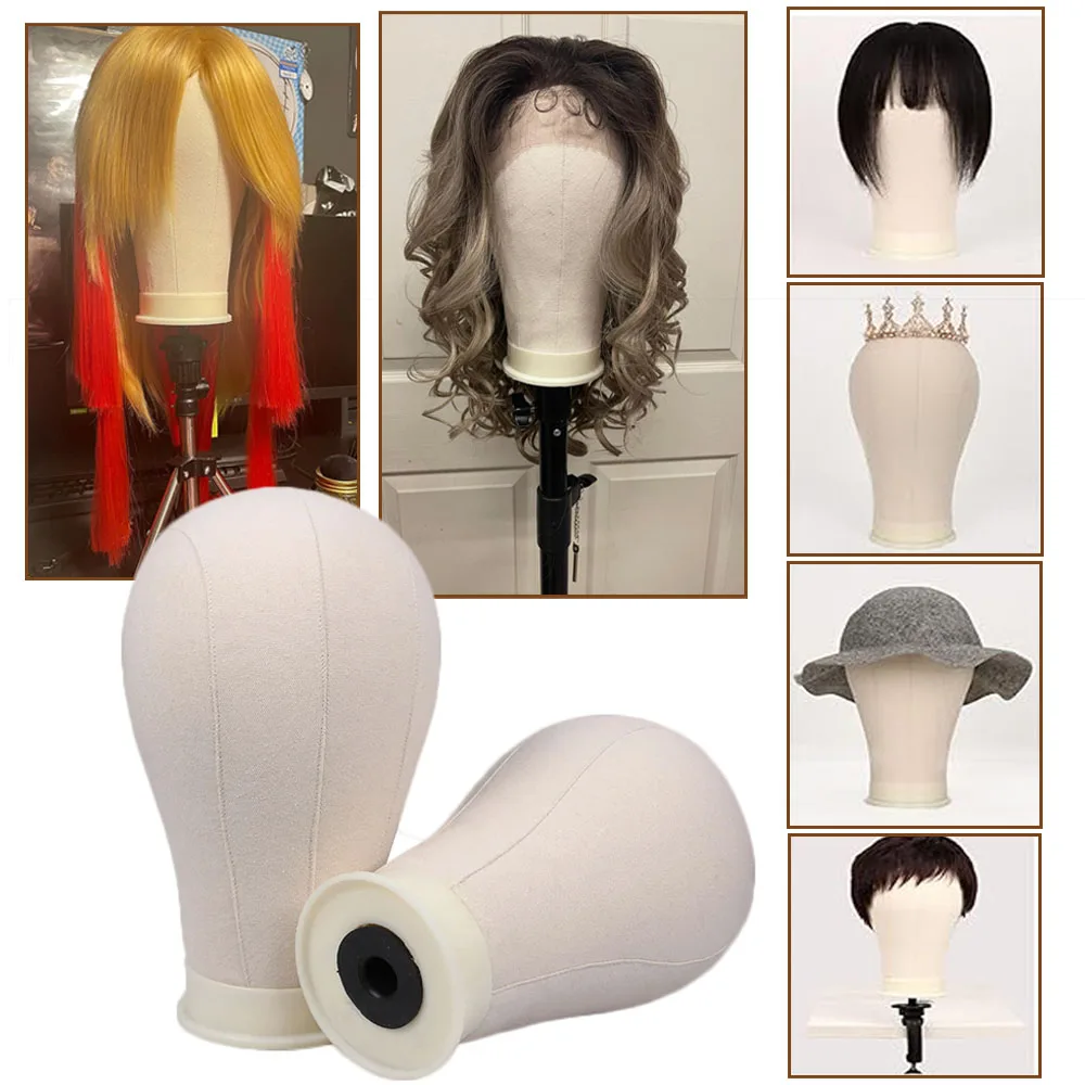 21inch 23inch Wig Head Mannequin Head with Wig Stand ,Manikin Canvas Head for Wigs Making Display with pins thumbnail 6