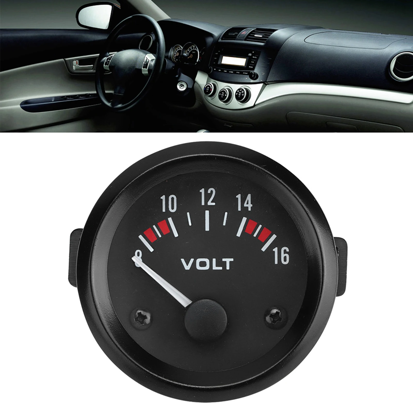12V Universal Car Voltmeter 52mm/2in High Sensitivity Voltage Meter Aluminum Alloy Voltage Gauge