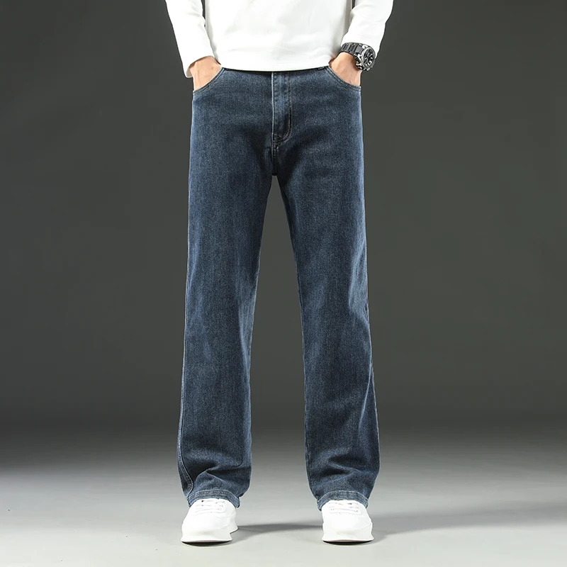 2026 New Y2K  Autumn and Winter Baggy  Jeans Men's  Loose Straight Wide-leg Business Trousers Mens Clothing thumbnail 2