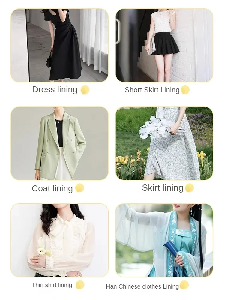 Silky Smooth Polyester Cotton Lining Fabric Summer By Meters for Dress Jacket Skirt Sewing Inner Cloth Thin Anti-wrinkle Plain thumbnail 5
