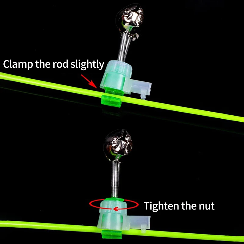 5/10pcs Fishing Bite Alarms Fishing Rod Bells Tip Clip Bells Ring Green ABS Fishing Accessory Outdoor Pole Fish Bites Indicators thumbnail 6