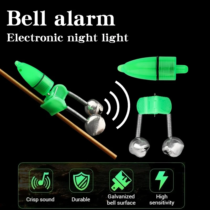 5/10pcs Fishing Bite Alarms Fishing Rod Bells Tip Clip Bells Ring Green ABS Fishing Accessory Outdoor Pole Fish Bites Indicators thumbnail 2