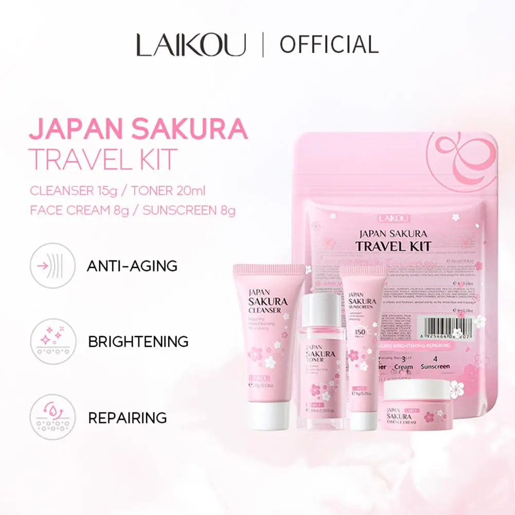 Sakura Skin Care Sets & Kits With Cleanser,Serum,Eye Cream,essence Cream Beauty Products For Women Gift Sets Routine Travel Kit thumbnail 2