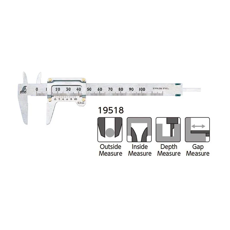 SHINWA Penguin Pocket Vernier Caliper 19518 Portable For Measuring Inspecting Outside Inside Depth Gap 1PCS thumbnail 2