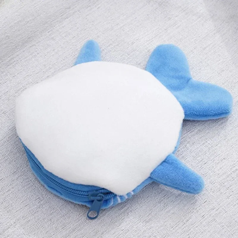 Plush Grey Small Whales Coin Purse Cute Zipper Women's Coin Wallet Shark Shape Girls Earphone Money Storage Bag Key Bag Purse thumbnail 5