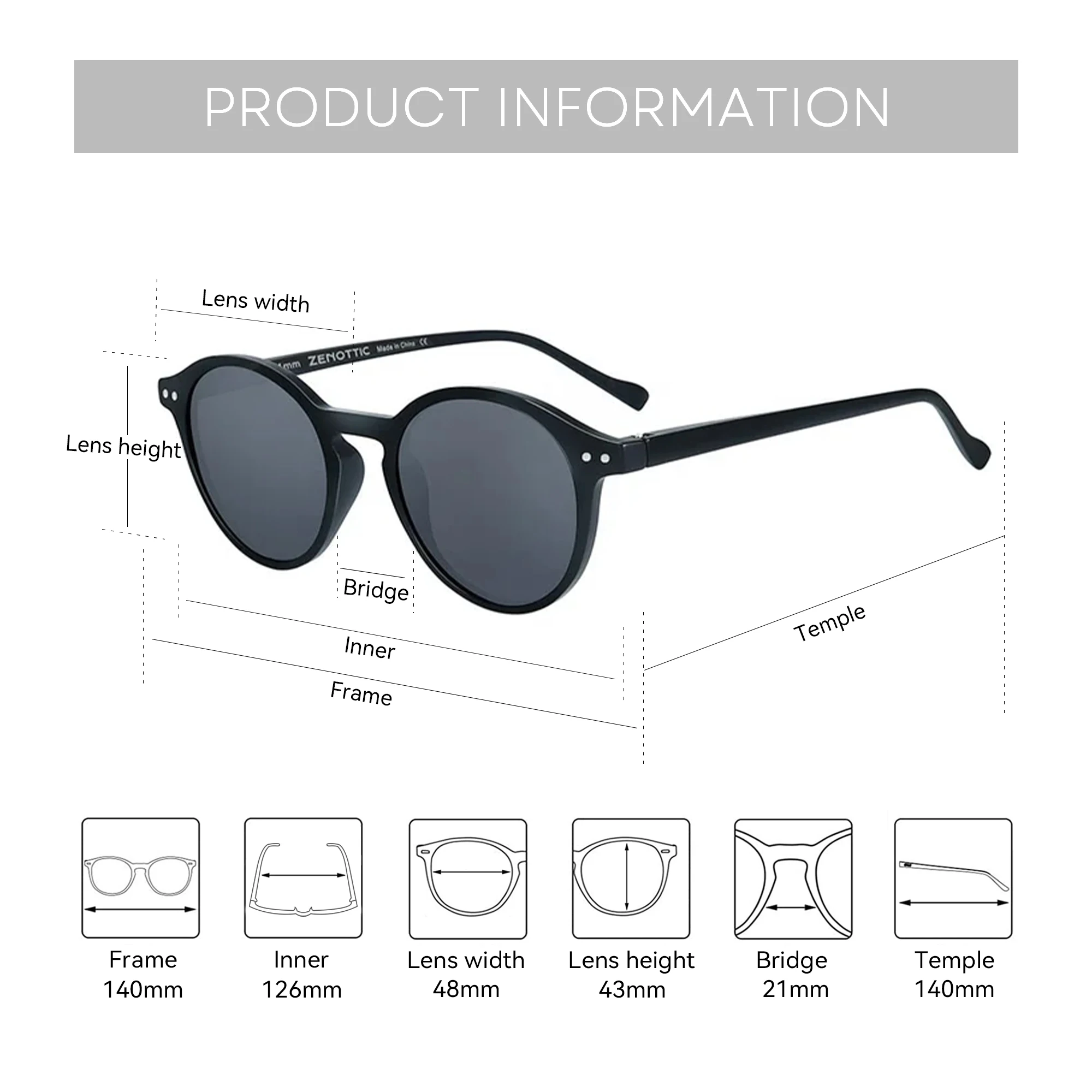 ZENOTTIC (S Size) Retro Circular Polarized Sunglasses 2026 2025 Men Women Vintage Small Round Sun Glasses UV400 Goggles Shades thumbnail 4