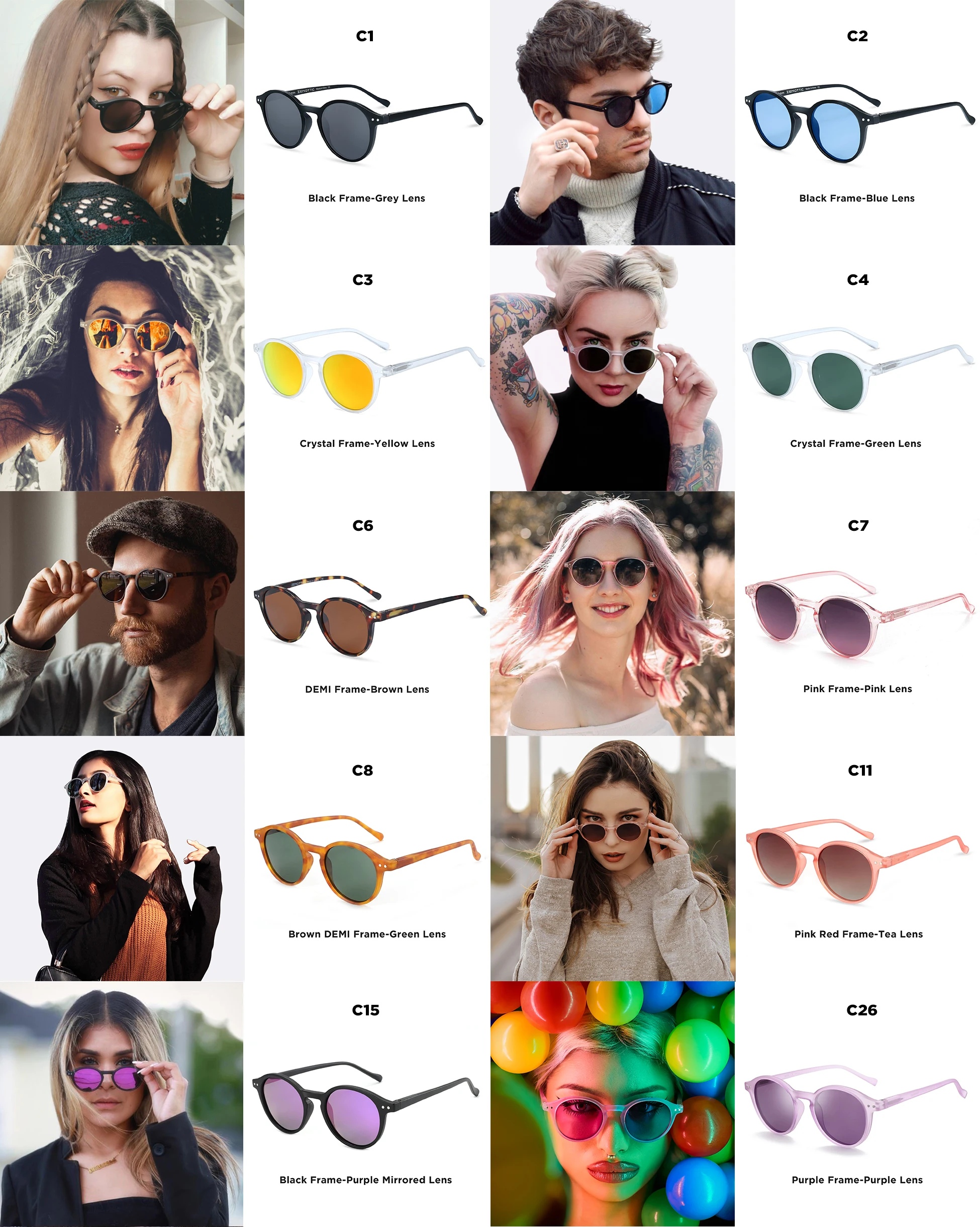 ZENOTTIC (S Size) Retro Circular Polarized Sunglasses 2026 2025 Men Women Vintage Small Round Sun Glasses UV400 Goggles Shades thumbnail 2