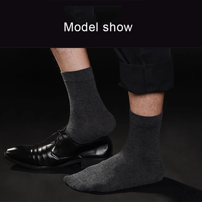 High Quality Men‘s Socks Cotton Casual Business Middle Black Breathable Male Crew Socks Dress Gifts Socks 5 Pairs Size38-45 thumbnail 2