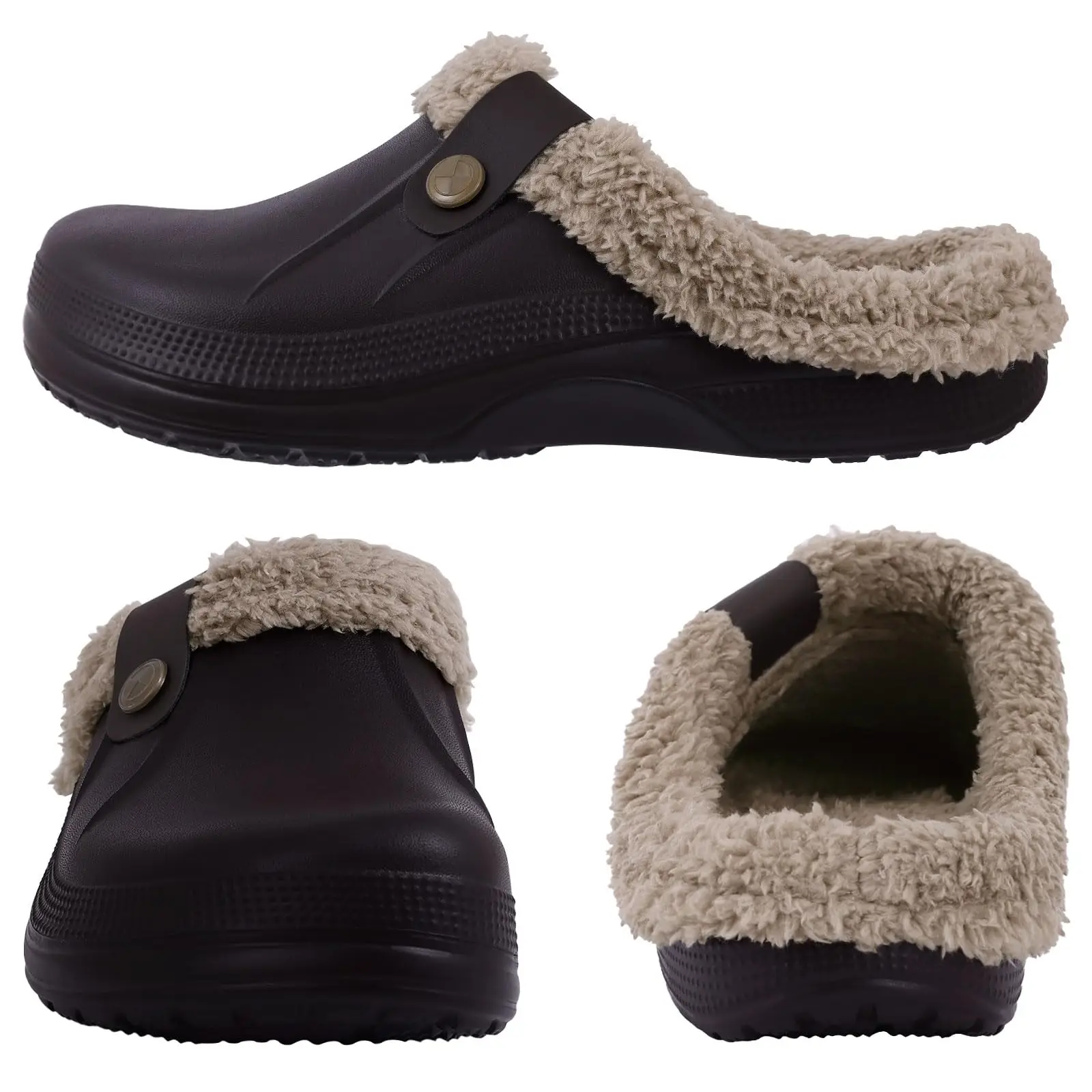 Kidmi Classic Fur Shoes For Men Women Lined Clogs Waterproof Shoes Winter Fuzzy Slippers for Women Men Indoor and Outdoor Shoes thumbnail 2