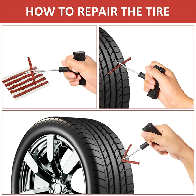 Motorcycle Car Tire Repair Strip Tubeless Tyre Wheels Puncture Plug Seal Tape Repair Tools Auto Vacuum Tire Repair Rubber Strip thumbnail 2