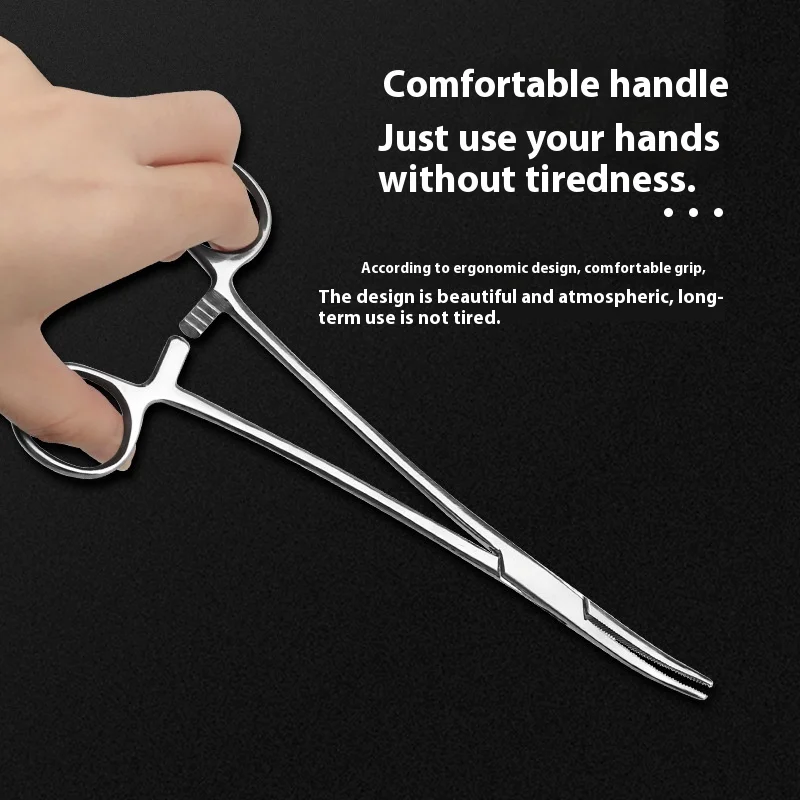 JUSTLANG Medical Hemostatic Forceps Stainless Steel High Hardness Straight Head Elbow Surgical Suture Forceps 125mm/160mm thumbnail 6