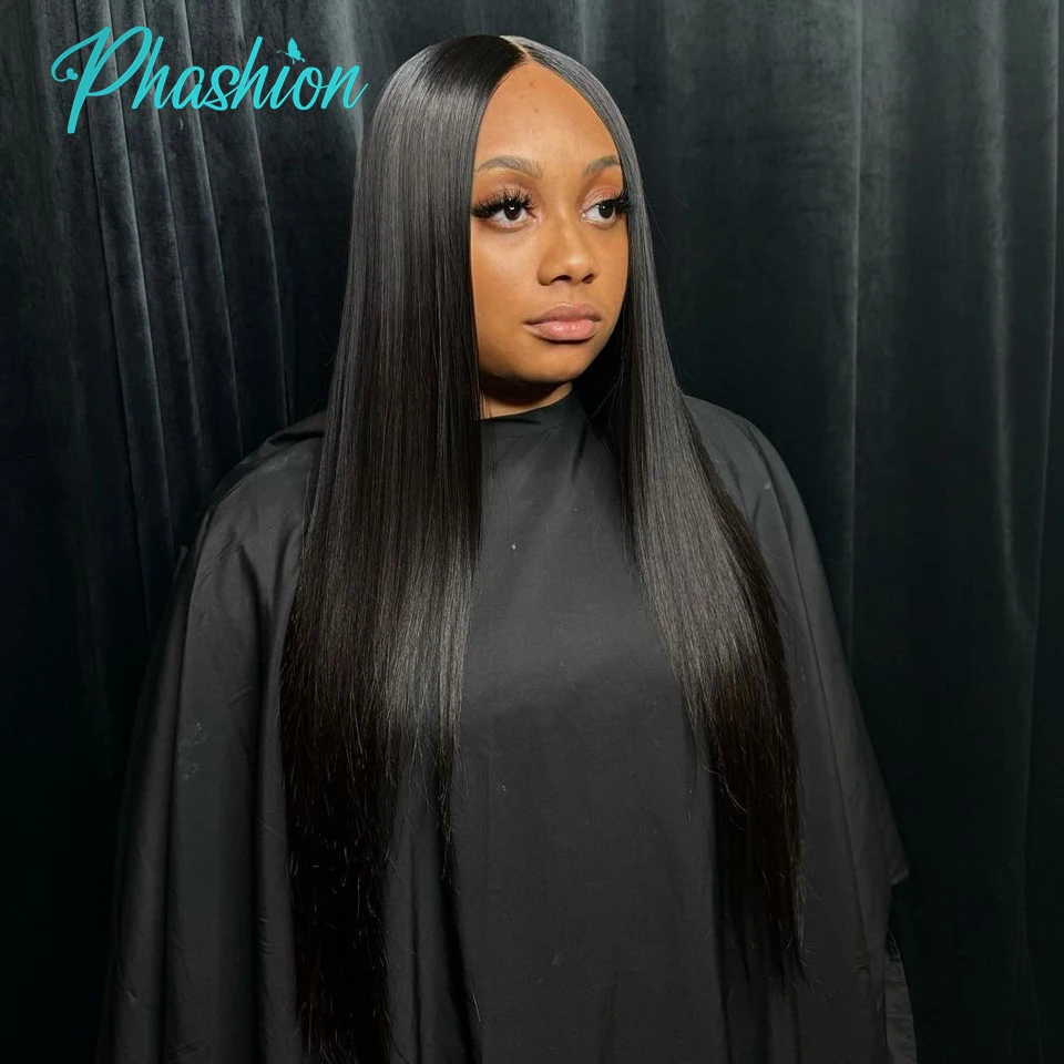 Phashion 24 26 Inch 5x5 4x4 Straight Lace Closure Only Pre Plucked Long Full Swiss Transparent Lace 100% Remy Human Hair On Sale thumbnail 6