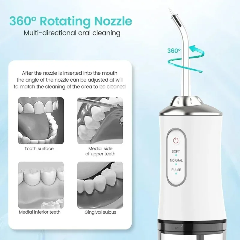 Professional Flossing Cordless Travel Electric 360 Rotating Nozzle Ipx7 1200mah Waterproof Oral Irrigator Water Dental Flosser thumbnail 2