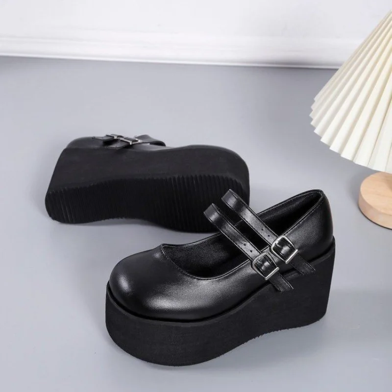 Brand New Female Lolita Cute Mary Janes Pumps Platform Wedges High Heels women's Pumps Sweet Gothic Punk Shoes Woman thumbnail 6