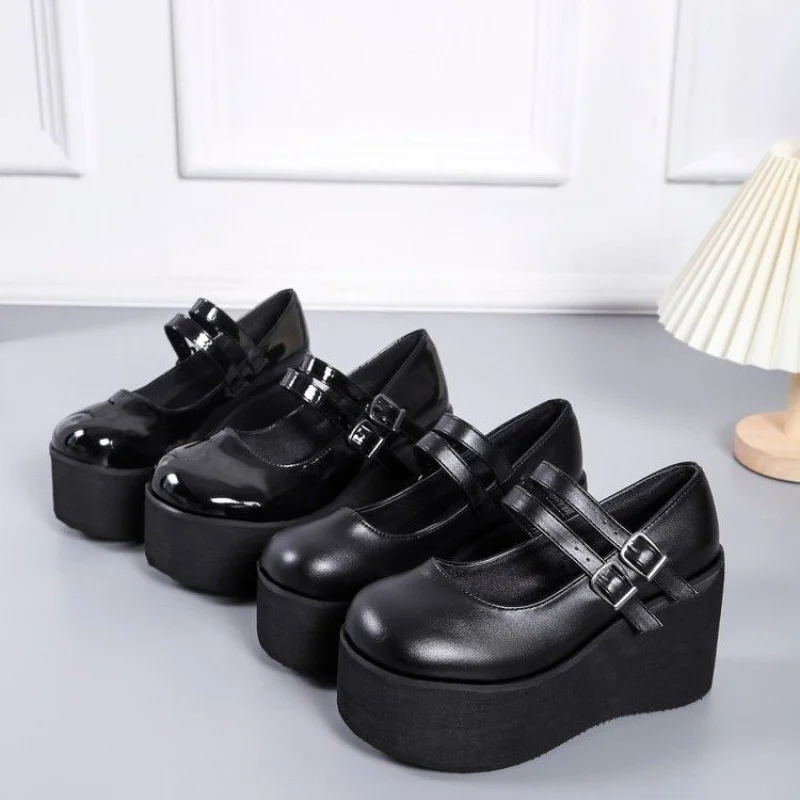 Brand New Female Lolita Cute Mary Janes Pumps Platform Wedges High Heels women's Pumps Sweet Gothic Punk Shoes Woman thumbnail 2