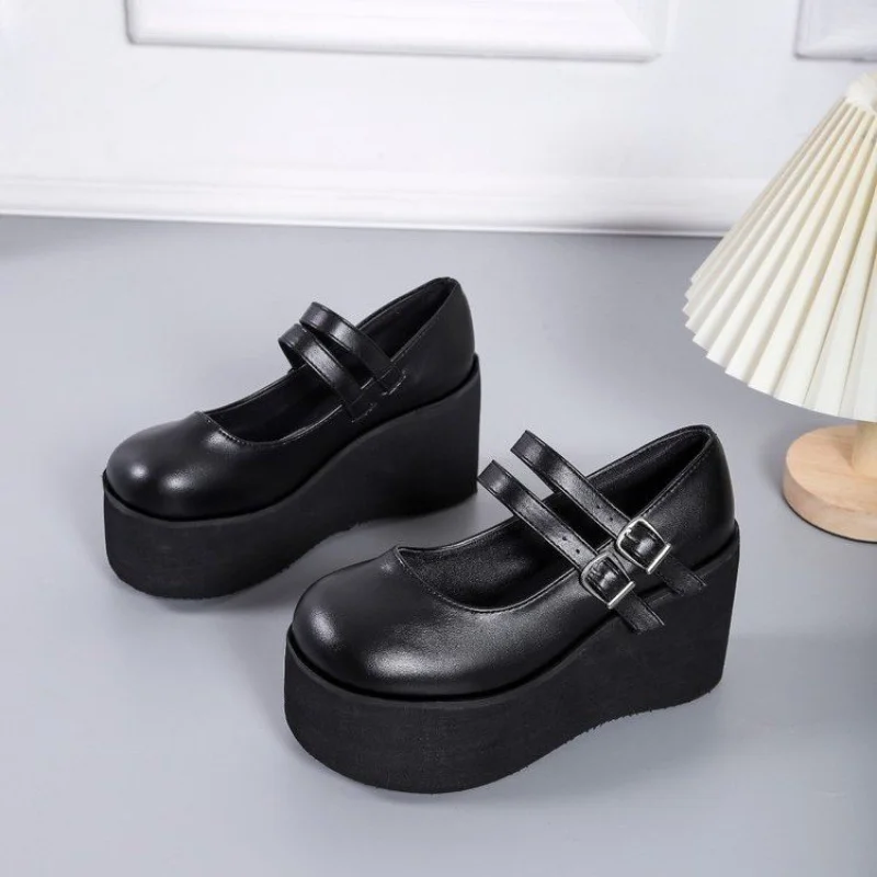 Brand New Female Lolita Cute Mary Janes Pumps Platform Wedges High Heels women's Pumps Sweet Gothic Punk Shoes Woman thumbnail 3