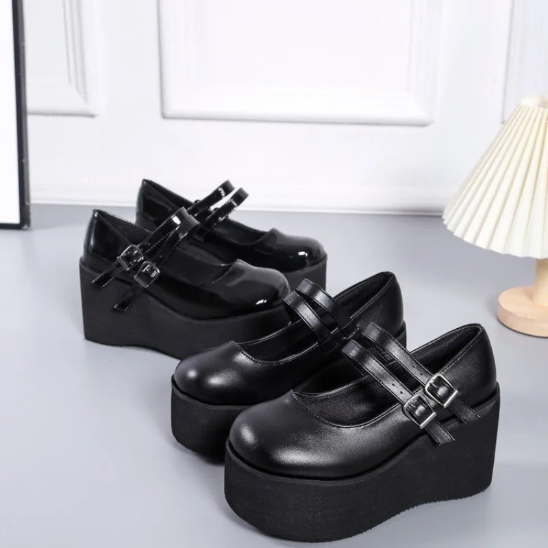 Brand New Female Lolita Cute Mary Janes Pumps Platform Wedges High Heels women's Pumps Sweet Gothic Punk Shoes Woman thumbnail 4