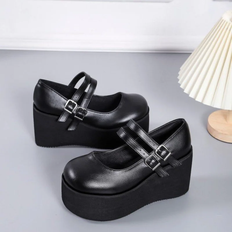 Brand New Female Lolita Cute Mary Janes Pumps Platform Wedges High Heels women's Pumps Sweet Gothic Punk Shoes Woman thumbnail 5