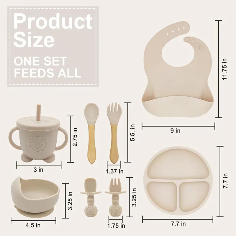 Personalized Name Baby Feeding Set Kids Silicone Plate Bowl Straw Cup Customized Children's Tableware Baby Supplies Newborn Gift thumbnail 2