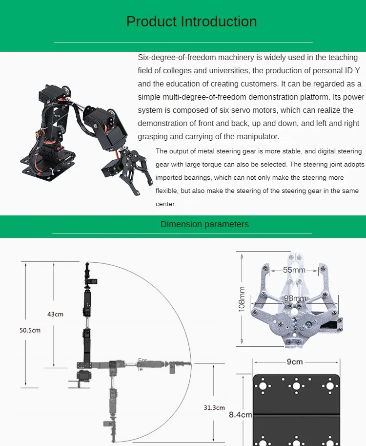 Robotic Arm Kit 6 Dof Programming Robotic Arm DIY kit for Arduino Raspberry Pi Robot For UNO/ESP32 Open Source Code and Tutorial thumbnail 5