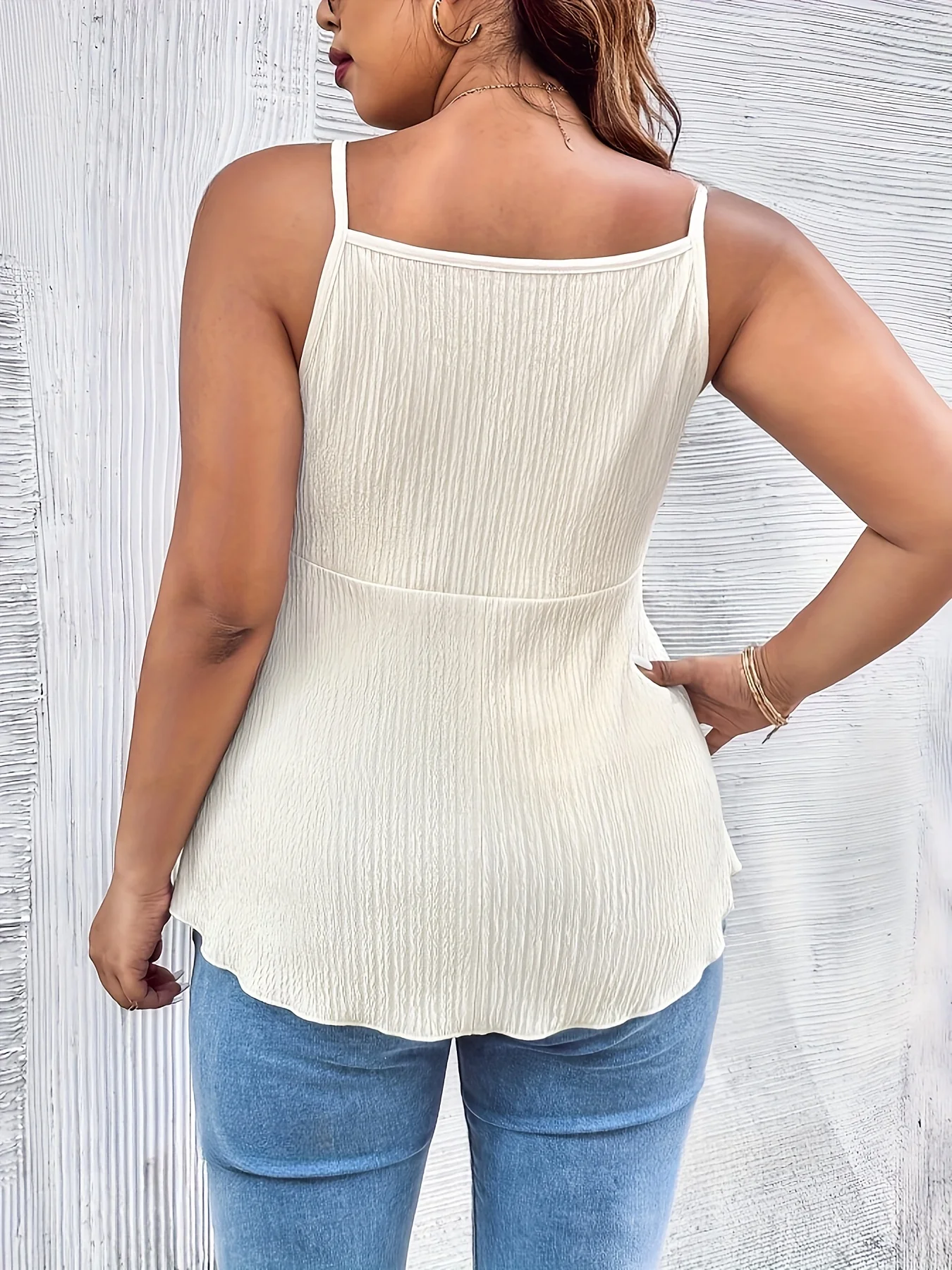 Plus Size Summer Vintage Sexy Camis Casual Solid Vacation Tank Tops V Neck Twist Asymmetrical Curve Clothing thumbnail 2