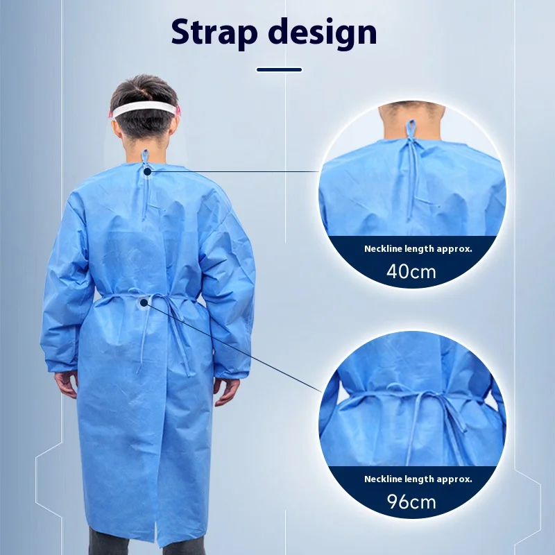 JUSTLANG Medical Lsolation Suit Disposable Gown Coat style Nonwovens SMS Surgical Gown Dustproof And Breathable thumbnail 4