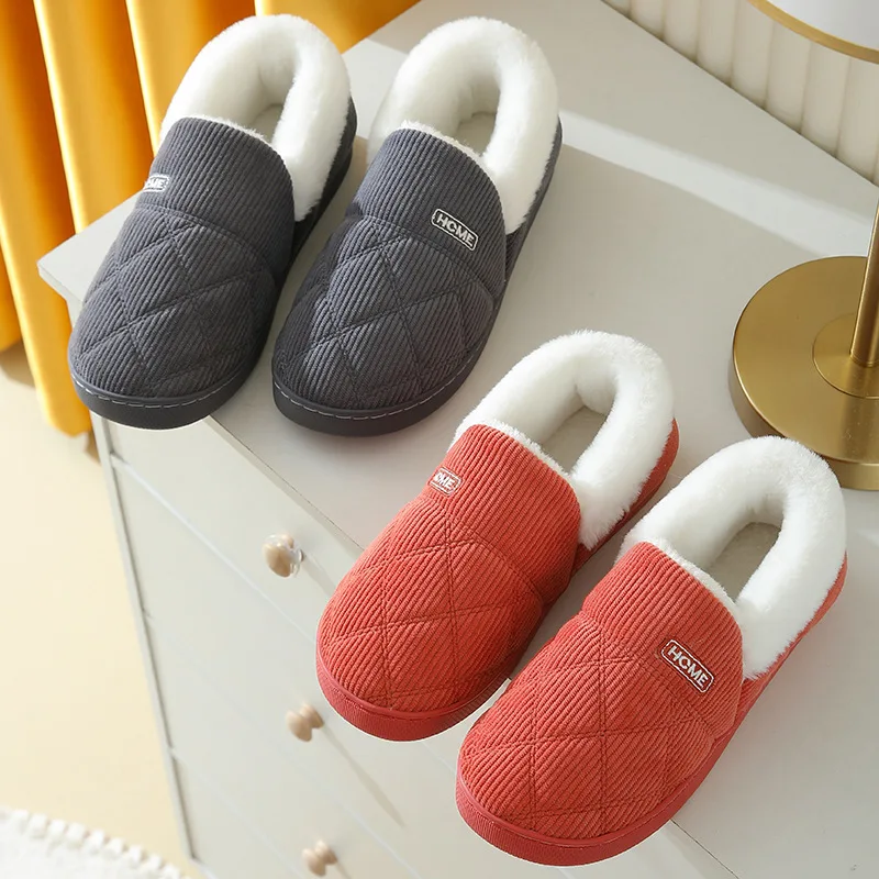 Eyriphy Women Plush Lining Slippers Corduroy Indoor Bedroom Slides Memory Foam Fluffy Fuzzy Warm Slippers Female Casual Shoes thumbnail 3
