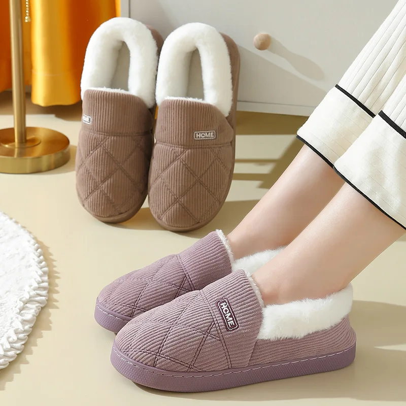 Eyriphy Women Plush Lining Slippers Corduroy Indoor Bedroom Slides Memory Foam Fluffy Fuzzy Warm Slippers Female Casual Shoes thumbnail 5