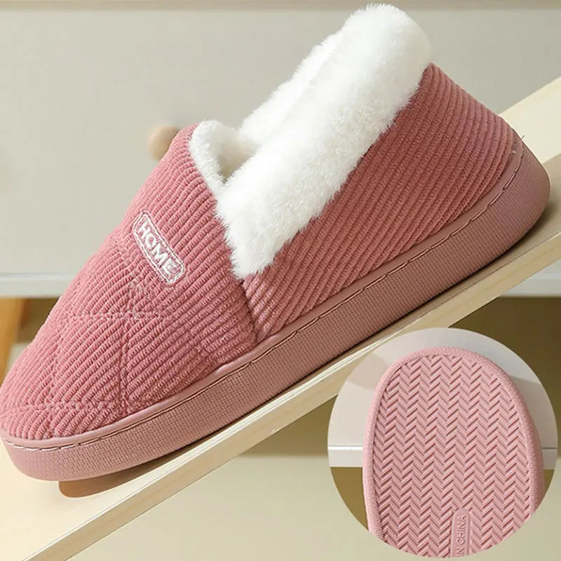 Eyriphy Women Plush Lining Slippers Corduroy Indoor Bedroom Slides Memory Foam Fluffy Fuzzy Warm Slippers Female Casual Shoes thumbnail 4