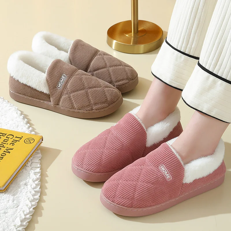 Eyriphy Women Plush Lining Slippers Corduroy Indoor Bedroom Slides Memory Foam Fluffy Fuzzy Warm Slippers Female Casual Shoes thumbnail 6