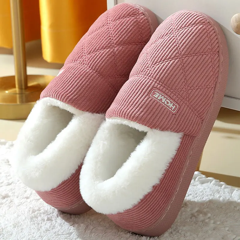 Eyriphy Women Plush Lining Slippers Corduroy Indoor Bedroom Slides Memory Foam Fluffy Fuzzy Warm Slippers Female Casual Shoes thumbnail 2