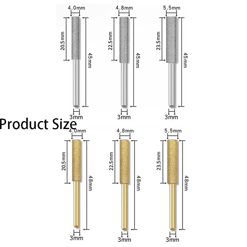 6Pcs Diamond Coated Cylindrical Burr High Hardness Electric Chainsaw File 4/4.8/5.5mm Chainsaw Sharpener Stone Grinding Tools thumbnail 2