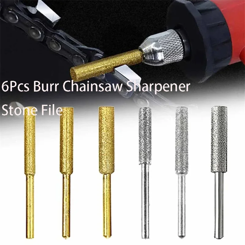 6Pcs Diamond Coated Cylindrical Burr High Hardness Electric Chainsaw File 4/4.8/5.5mm Chainsaw Sharpener Stone Grinding Tools thumbnail 5
