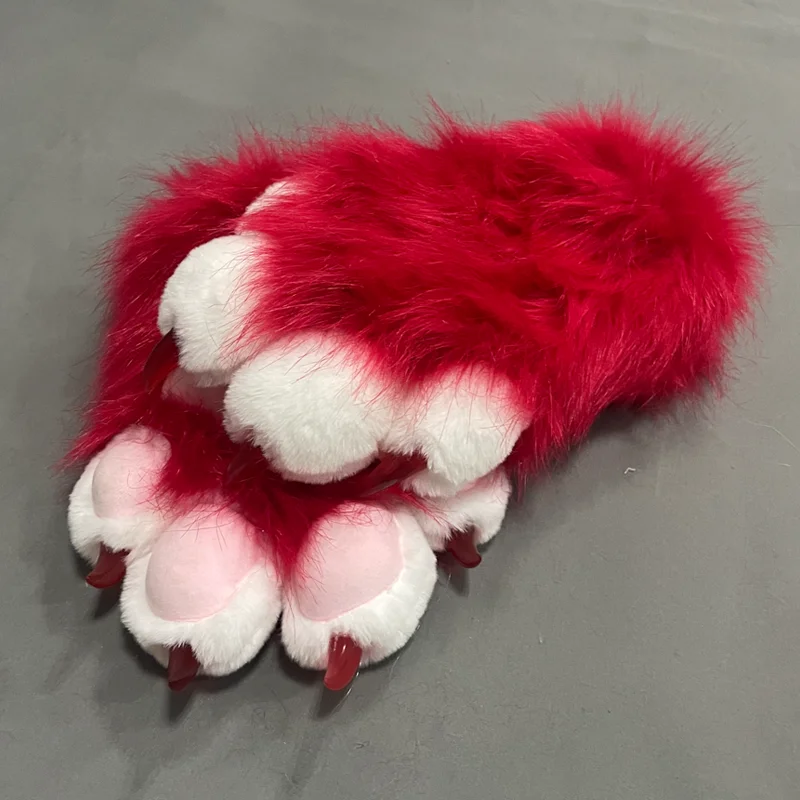 Squeaky Built-in Whistle Furry Claw Gloves Cheap Cosplay Fursuit Paws Gloves for Halloween Costume Party Adult Gift thumbnail 5