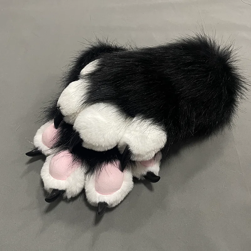 Squeaky Built-in Whistle Furry Claw Gloves Cheap Cosplay Fursuit Paws Gloves for Halloween Costume Party Adult Gift thumbnail 3