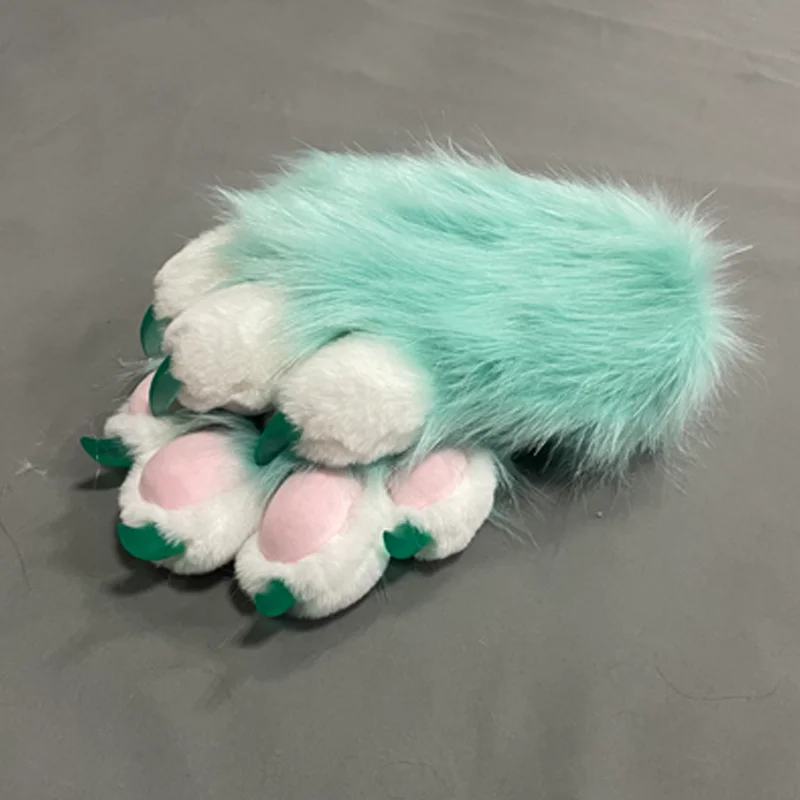 Squeaky Built-in Whistle Furry Claw Gloves Cheap Cosplay Fursuit Paws Gloves for Halloween Costume Party Adult Gift thumbnail 4