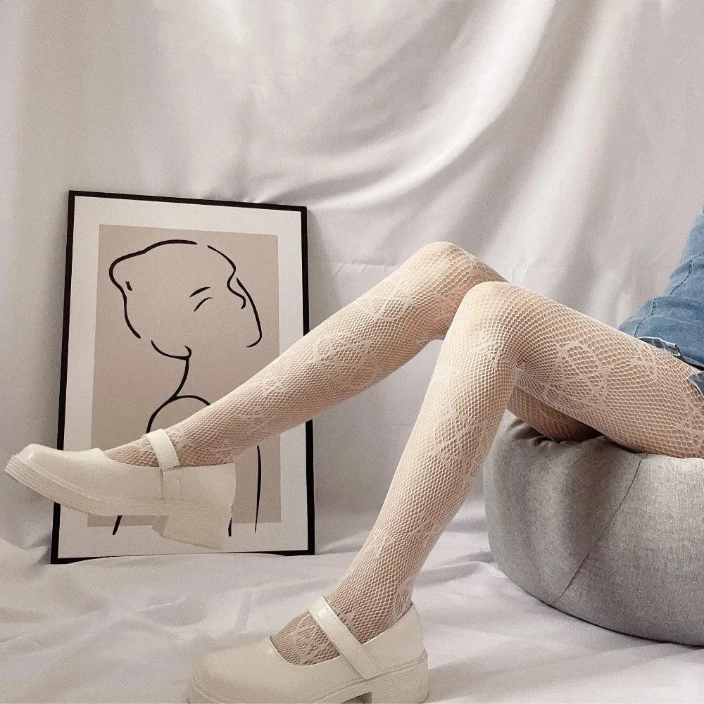 New Goth Lolita Cosplay JK Girls Tights Women Sexy Retro Gothic Kawaii Cross Print Club Stockings Nylon Socks Fishnet Pantyhose thumbnail 5