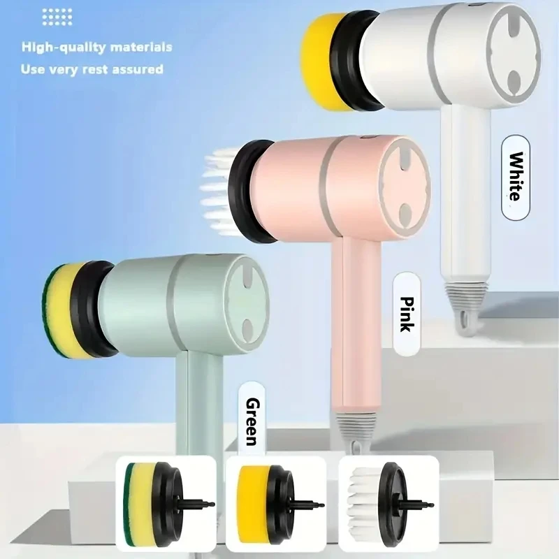 1pc Electric Spin Scrubber, Electric Cleaning Brush 3-in-1 Handheld Kitchen Cleaner Cordless Spin Scrubber, Power Scrubber Bathr thumbnail 6