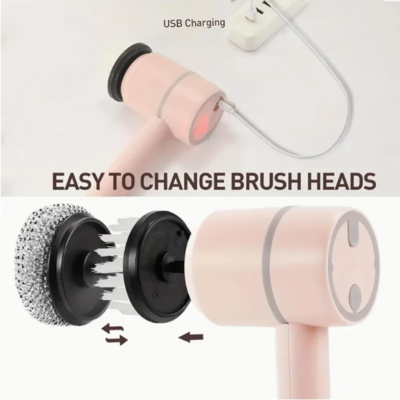 1pc Electric Spin Scrubber, Electric Cleaning Brush 3-in-1 Handheld Kitchen Cleaner Cordless Spin Scrubber, Power Scrubber Bathr thumbnail 5