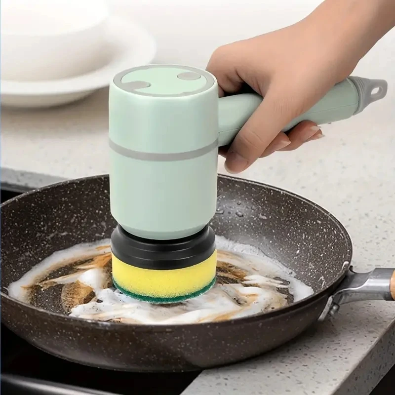 1pc Electric Spin Scrubber, Electric Cleaning Brush 3-in-1 Handheld Kitchen Cleaner Cordless Spin Scrubber, Power Scrubber Bathr thumbnail 3