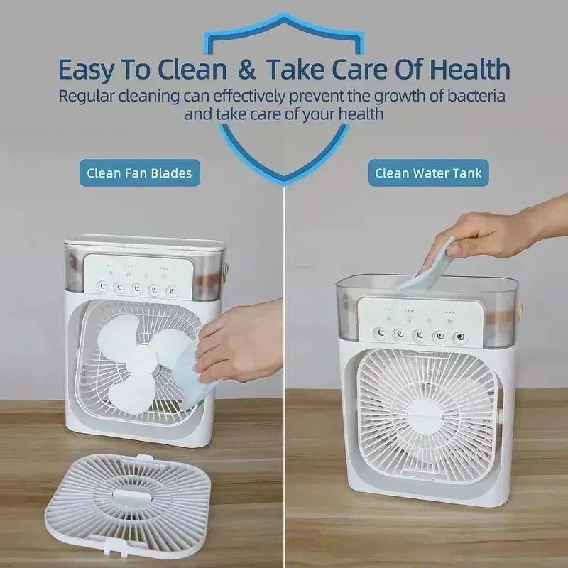 3 In 1 New Fan AIr Conditioner Household Small Air Cooler LED Night Light Portable Humidifier Air Adjustment Fan Office Home Fan thumbnail 6