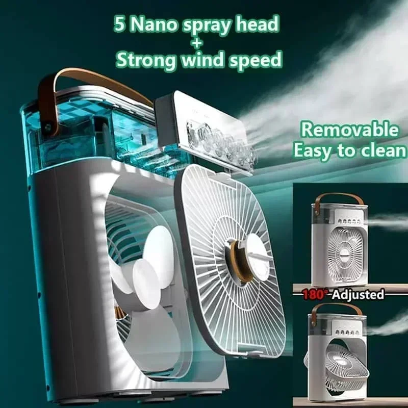 3 In 1 New Fan AIr Conditioner Household Small Air Cooler LED Night Light Portable Humidifier Air Adjustment Fan Office Home Fan thumbnail 4