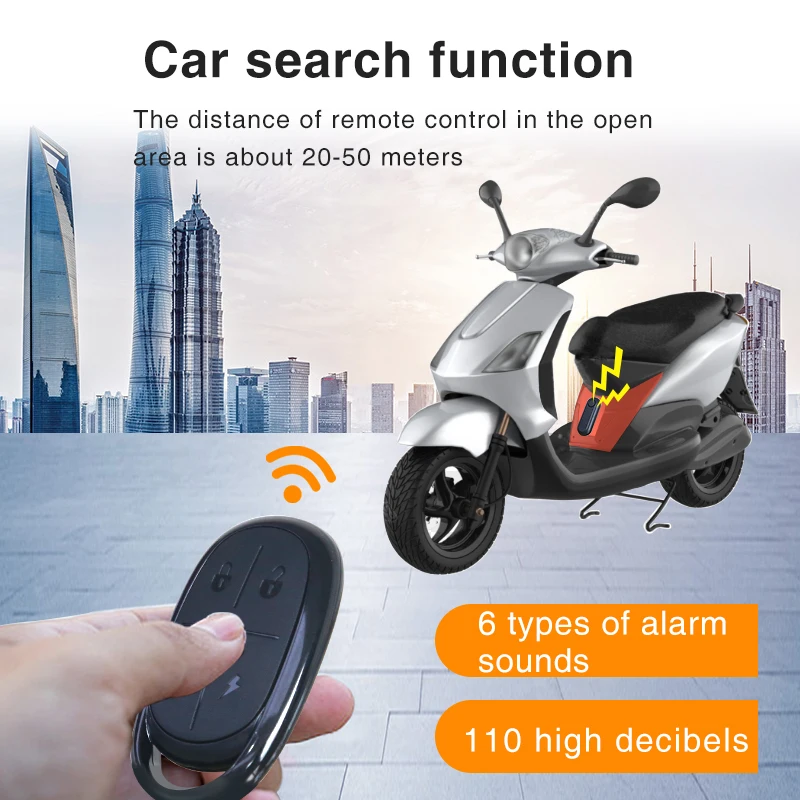 Wireless Bicycle Alarm Remote Control Waterproof Electric Motorcycle Scooter Bike Security Protection Anti theft Alarms thumbnail 3
