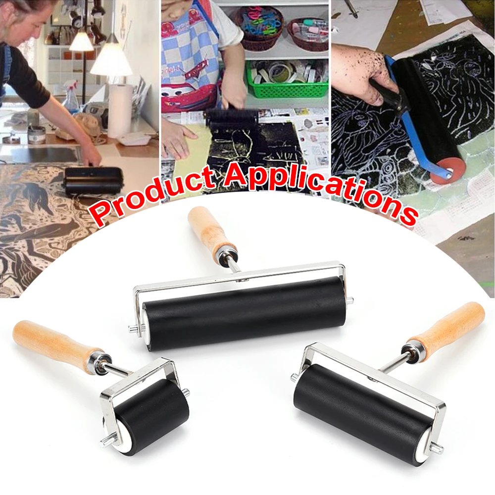 Professional Rubber Roller Brayer Ink Painting Printmaking Roller Art Craft Projects Ink Stamping Tool Home Paint Roller Tool thumbnail 6