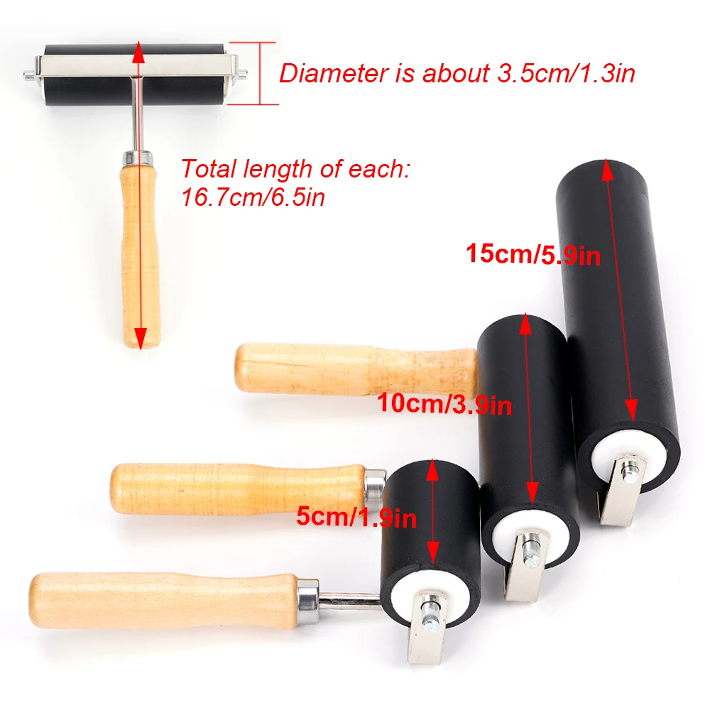 Professional Rubber Roller Brayer Ink Painting Printmaking Roller Art Craft Projects Ink Stamping Tool Home Paint Roller Tool thumbnail 4