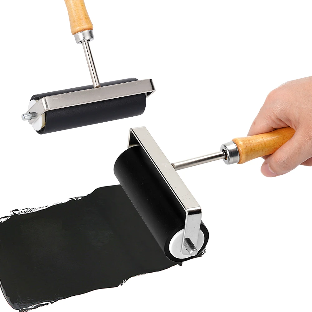 Professional Rubber Roller Brayer Ink Painting Printmaking Roller Art Craft Projects Ink Stamping Tool Home Paint Roller Tool thumbnail 5