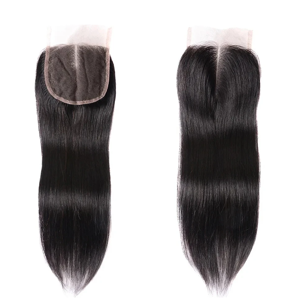 Straight Black 4x4 Lace Frontal Closure Remy Brazilian Human Hair 10/12/14/16/18/20/22/24 inch thumbnail 4