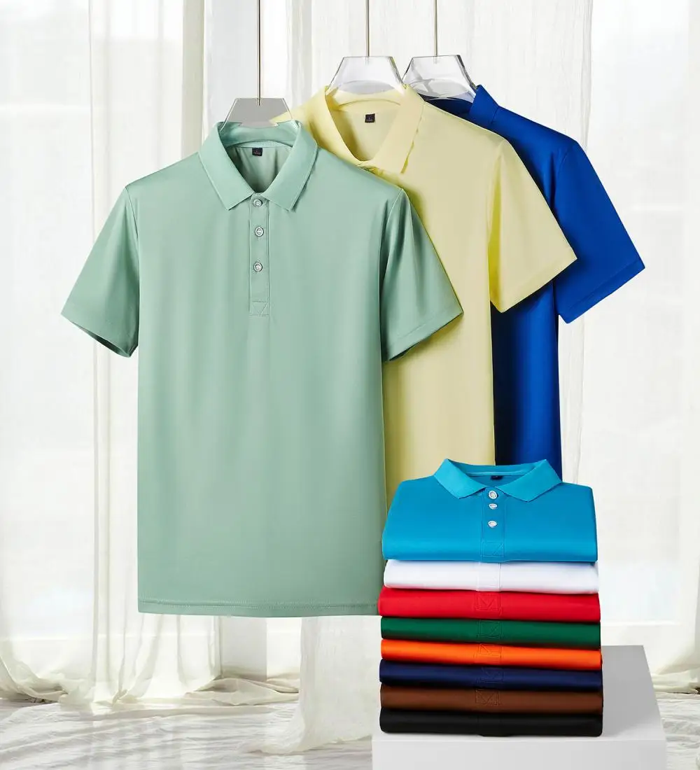 Custom Logo Lapel POLO Shirt Couple Summer Short Sleeve Moisture transfer t shirts Men Women Summer Simple Casual Tops thumbnail 2