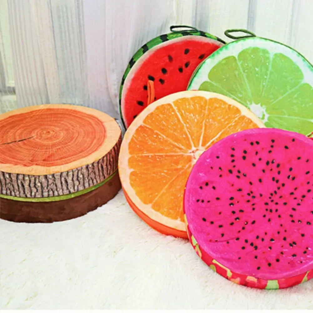 Cartoon Fruits Print Round Bar Chair Cushion Cover Anti-Slip Seat Cushion Slipcover Soft Stool Cushion Covers For Living Dining thumbnail 5