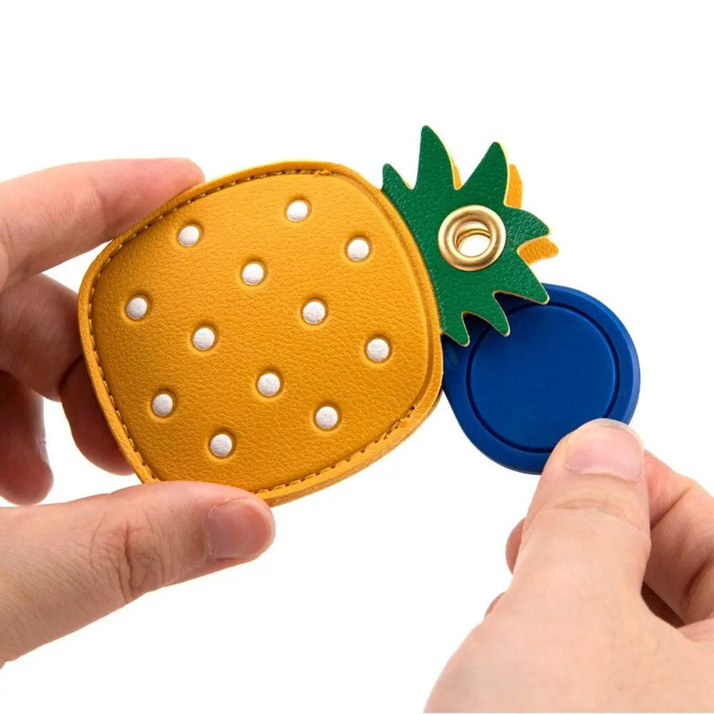 Useful Leather For Airtag Protective Sleeve Access Control Card Cover With Keychain Cartoon Fruit Badge Card Holders thumbnail 4
